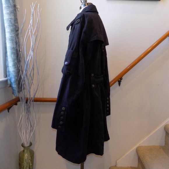 B's CLOSET Black Trench Coat Double Breasted Plus Size 2X/2T - Picture 2 of 3
